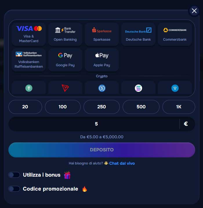 Metodi di pagamento Wizardo casino
